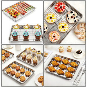 40.5x30.5x2.5cm Stainless Steel <b>Baking</b> Sheet Set Cookie Sheet with <b>Cooling</b> <b>Rack</b> - Product Image 4