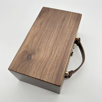 Boîte et étui en bois de noyer massif, écologiques, avec doublure en cuir véritable, forme personnalisable