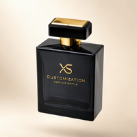 Flacon de parfum de luxe personnalisé à pression 100 ml, flacon de parfum en verre 50 ml, flacons de parfum vides carrés noirs avec couvercle doré