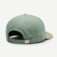 Casquette de baseball personnalisée en coton à 5 panneaux, avec logo brodé 3D vert sauge, lettres script et visière imprimée florale bicolore – Vente en gros
