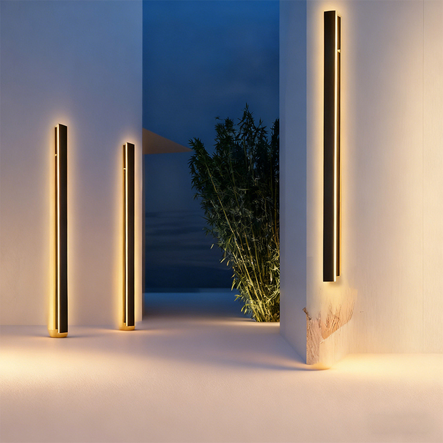 Modern Linear Long Strip IP65 Waterproof 27W Outdoor Aluminum LED Wall Light Polycarbonate Diffuser for Home Villa Decorative