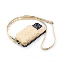 Étui de téléphone en cuir LWG, étui de téléphone en cuir personnalisé avec porte-cartes, étui de téléphone à bandoulière, luxe pour iPhone 18 Pro Max Duo