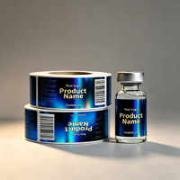 Étiquettes laser holographiques argentées personnalisées, impression quadricolore écologique, boîtes assorties, flacons de peptides 3ml/5ml/10ml, imperméables