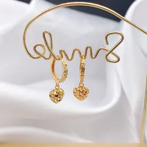 Manufacturer Jewelry New Design 18K Au750 Pure Solid Gold Dangle Tassel Hoop Hook Earring Bulk Wholesale Accept OEM ODM Order