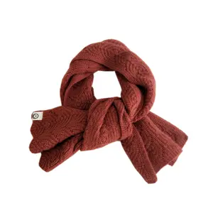 Autumn Winter Kids Girls Fashion Acrylic Mohair Knit Scarf Jacquard Soft Touch Scarf with Woven Label