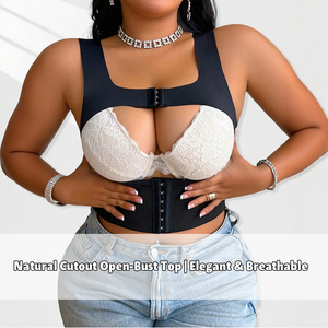 En gros Marque privée Gaine amincissante pour femme à buste ouvert, avec 2 rangées de crochets réglables, dos en maille respirante, pour le contrôle du ventre et la correction de la posture C - Product Image 2