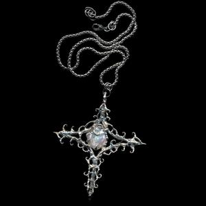 Colgante de cristal de piedra lunar de estaño popular 2026, colgante de alabastro con púas estilo punk, joyería de moda para chicas y chicos, venta al por mayor - Product Image 2