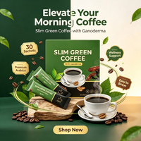 Café Vert Minceur Instantané à la Ganoderma Reishi, Café Arabica pour la Gestion du Poids, Café Herbal, Complément Alimentaire