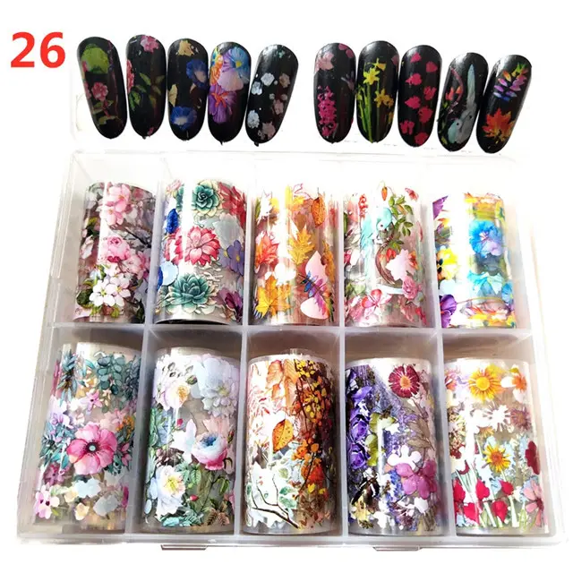 Japon Corée du Sud Nail Art Star Sticker 10 pièces Colle laser colorée Papier de transfert 3D Matière plastique en gros