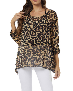 SY447 blusas de chifón sueltas informales para mujer, funda de <span class=keywords><strong>manga</strong></span> de murciélago con protección solar Vintage, estampado por sublimación, murciélago ligero - Product Image 6