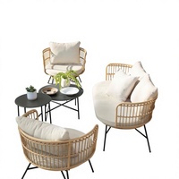 Ensemble de meubles de jardin en osier/rotin/bois/aluminium, chaises, table basse, 3/6/9 places, OEM ODM, tissu/coussin personnalisé
