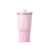 Gobelet à café isotherme à double paroi en acier inoxydable SUS304 avec paille escamotable, tasse de voyage portable