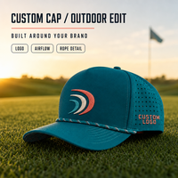 Nouvelle Casquette de Golf Sportive en Polyester Imperméable à 5 Panneaux avec Logo Personnalisé en PVC, Casquette de Baseball Perforée Découpée au Laser, Casquette de Papa avec Cordon