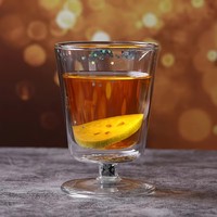 Copa de Vino de Vidrio de Doble Pared de 250 ml al por Mayor, con Confeti de Colores en el Interior, Copa de Vidrio de Borosilicato de Alta Calidad con Tallo para Regalo de Fiesta