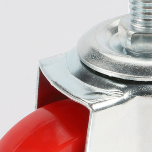 Swivel Caster 2 Inch 8mm Threaded Stem Red Polyurethane Wheel With Side Brake For Furniture Casters - Product Image 2