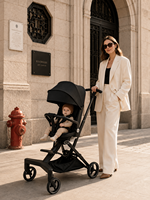 Poussette de jogging compacte noire OEM YOUBEI la mieux notée - Poussette légère pour bébé pour les promenades en quartier et l'usage quotidien 0-3 ans