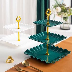 Modern Minimalist Three-layer Square Disposable Plastic Oven Safe Fujian Fruit Cake <b>Plate</b> Light Luxury Wedding Dried Display - Product Image 2