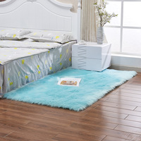 Tapis rectangulaire de luxe en fausse fourrure de mouton, doux et décoratif, pour chambre et salon, vente en gros