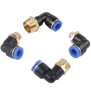 <b>Quick</b> Coupler L Type Elbow <b>Connector</b> 10mm Copper Plastic Locknut High Pressure Pneumatic Hose Fitting - Product Image 1