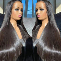 Pelucas de Cabello Humano Brasileño Virgen, Completas y sin Pegamento, con Frente de Encaje Transparente HD, Pelucas de Cabello Humano Natural para Mujeres Negras
