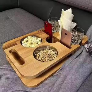 Bamboo Sofa <b>Snack</b> <b>Tray</b> 35x27x9cm Multi Hole Wooden Organizer For Food Coffee Tea Storage Rack Desktop Serving <b>Tray</b> - Product Image 2