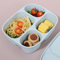 Boîte à bento 4 compartiments en silicone de qualité alimentaire pour les employés de bureau, compatible micro-ondes, isotherme, hermétique, 800-1000 ml
