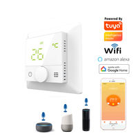 Termostato Inteligente HY510 con Montaje en Pared, Caja Estándar 86, Perilla Giratoria para Ajuste de Temperatura, Control Remoto por Aplicación Tuya, Panel de Calefacción