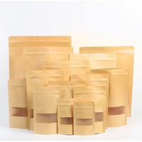 Sac en papier kraft brun pour l'emballage alimentaire avec fenêtre transparente et fermeture éclair, sacs en papier recyclables, sac en papier kraft brun pour l'emballage alimentaire