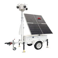 Remorques solaires toutes saisons avec caméra, remorque CCTV solaire pliable pour travaux de génie civil et de construction sur le terrain