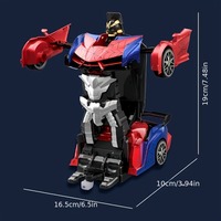 MKTOYS 1:18 Voiture Robot Transformable Télécommandée avec Lumières LED, Véhicule de Course à Dérive 2.4GHz, Transformation à un Bouton, Rechargeable, Rotation 360°