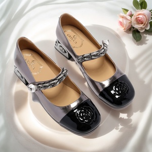 Mocassins de bureau pour femmes, style Mary Jane, avec perles et strass, grande taille, respirants, <span class=keywords><strong>talon</strong></span> <span class=keywords><strong>carré</strong></span>, en cuir véritable - Product Image 3