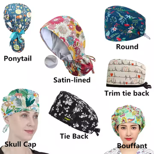 Logo ricamato da donna in tinta unita con cappuccio da lavoro con bottone e cravatta, infermiere, cappello a marsupio <span class=keywords><strong>per</strong></span> <span class=keywords><strong>capelli</strong></span> lunghi - Product Image 5