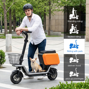 NUOVO Monopattino Elettrico per Adulti con Sedile/Cestino/LED, Potente E-Scooter Pieghevole da 350W per Spostamenti Quotidiani, Spesa, Trasporto Animali e Viaggi - Product Image 3