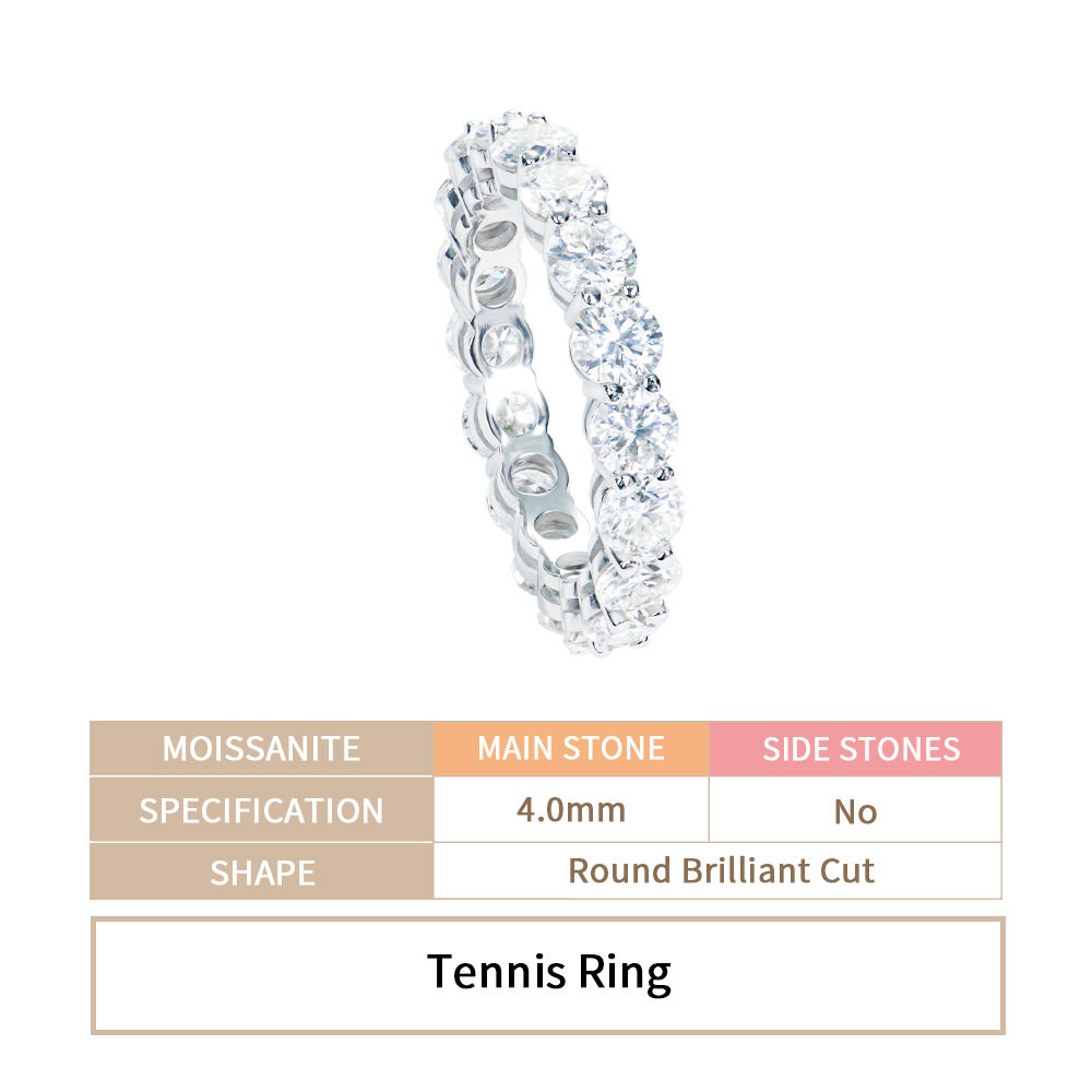 แหวนเทนนิส 4 มม. สีเงิน