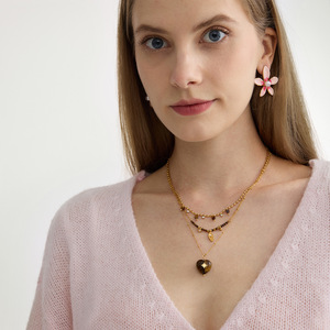 Collar con colgante de ojo de tigre en forma de corazón, bisel de acero inoxidable, joyería de moda para mujer - Product Image 3