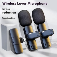 Lavalier mikrofon tanpa kabel, untuk Streaming langsung/YouTube/TikTok/Facebook Mic pengurang kebisingan langsung untuk IPhone/Android