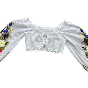 Top Corto Sexy con Bordado, Estilo Casual, Hombros Descubiertos, Manga Larga, Color y Talla Personalizables OEM, Nuevo Estilo - Product Image 6