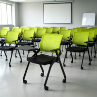 Chaise de formation en gros avec tableau d'écriture, chaise de bureau pliable en maille pour personnel, chaise de conférence et de loisirs