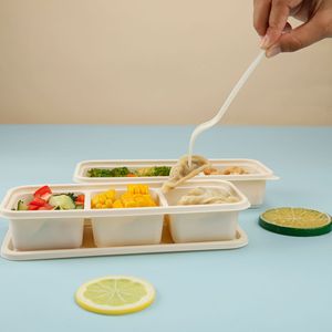 Lonchera Rectangular Biodegradable de Almidón de Maíz, Estilo Japonés, con Tapa, Apta para Microondas, Contenedor Desechable para Comida - Product Image 3