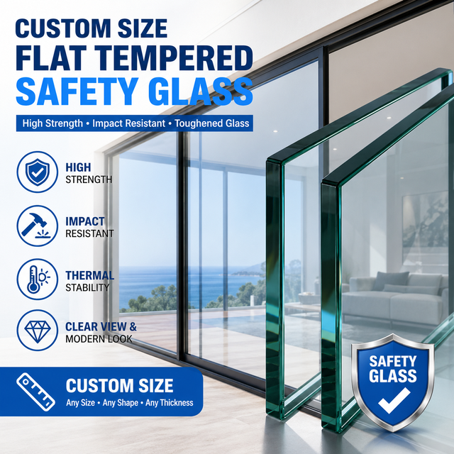 Custom Size Flat Tempered Safety Glass for Windows and Doors High Strength Impact Resistant Toughened Glass