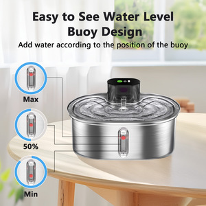 Fontaine à eau intelligente rechargeable en acier inoxydable pour animaux de compagnie, ronde, 1200g, détachable, pour chiens et chats, fabriquée par des fabricants d'articles pour animaux. - Product Image 2