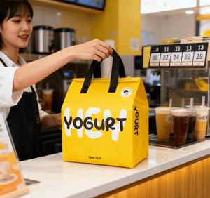 Milk Tea and Coffee <b>Delivery</b> Custom Label Portable Insulated <b>Thermal</b> Non Woven Lunch Box Tote Cooler <b>Bags</b> for Sale <b>Delivery</b> <b>Bag</b> - Product Image 3