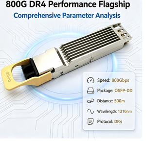 โมดูลออปติคอล Factory High Speed 800G OSFP DD DR4 1310nm MPO-12 APC  แบบ PAM4 ใช้ชิป BRCM DSP สำหรับศูนย์ AI โมดูล SFP 800g - Product Image 3