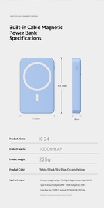 Batterie externe magnétique 10000mAh, <span class=keywords><strong>charge</strong></span> rapide sans fil, mince et portable, chargeur de téléphone portable à <span class=keywords><strong>charge</strong></span> rapide - Product Image 6