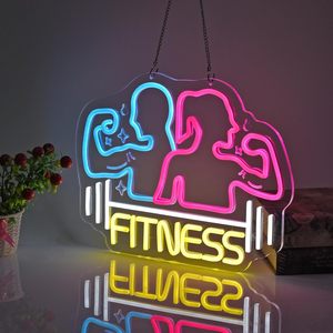 Fitness Neon Bord, Neon Verlichting Opknoping Muur Kunst Decoratie Voor Fitness Club Gym Sportzaal Custom Neon Borden - Product Image 3