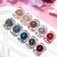 Vernis à ongles gel pailleté professionnel ZRKGEL sans TPO ni HEMA, à retirer par trempage, UV LED, gel scintillant pour nail art, longue tenue, qualité salon