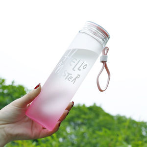 Hello master-botella de agua de plástico esmerilada para mujer, botella de agua de boca ancha, colorida, con correa de silicona, 16oz - Product Image 3