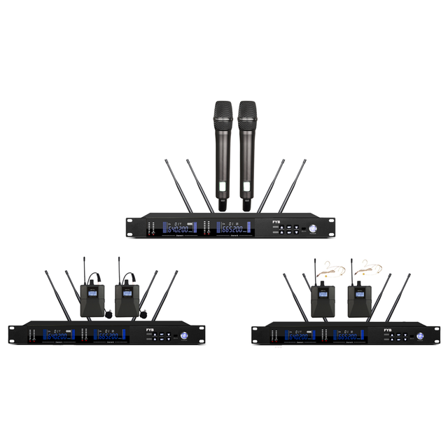 FYB  UHF True Diversity Wireless Microphone Radio System for 200 Meters Use, Wireless Mic for Conference Use