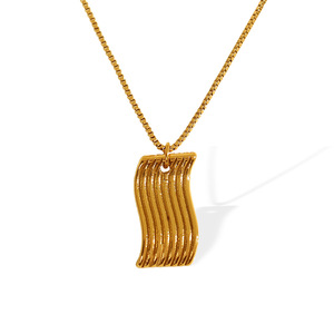 Collar con colgante geométrico a rayas, cadena de clavícula dorada de acero inoxidable para mujer, regalo, joyería XL317 - Product Image 5