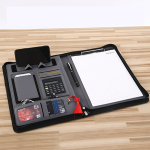 Carpeta Multifuncional de Cuero con Carga Inalámbrica A4, Portadocumentos de Negocios con Batería Externa, Organizador de Archivos Portátil con Cremallera - Product Image 1